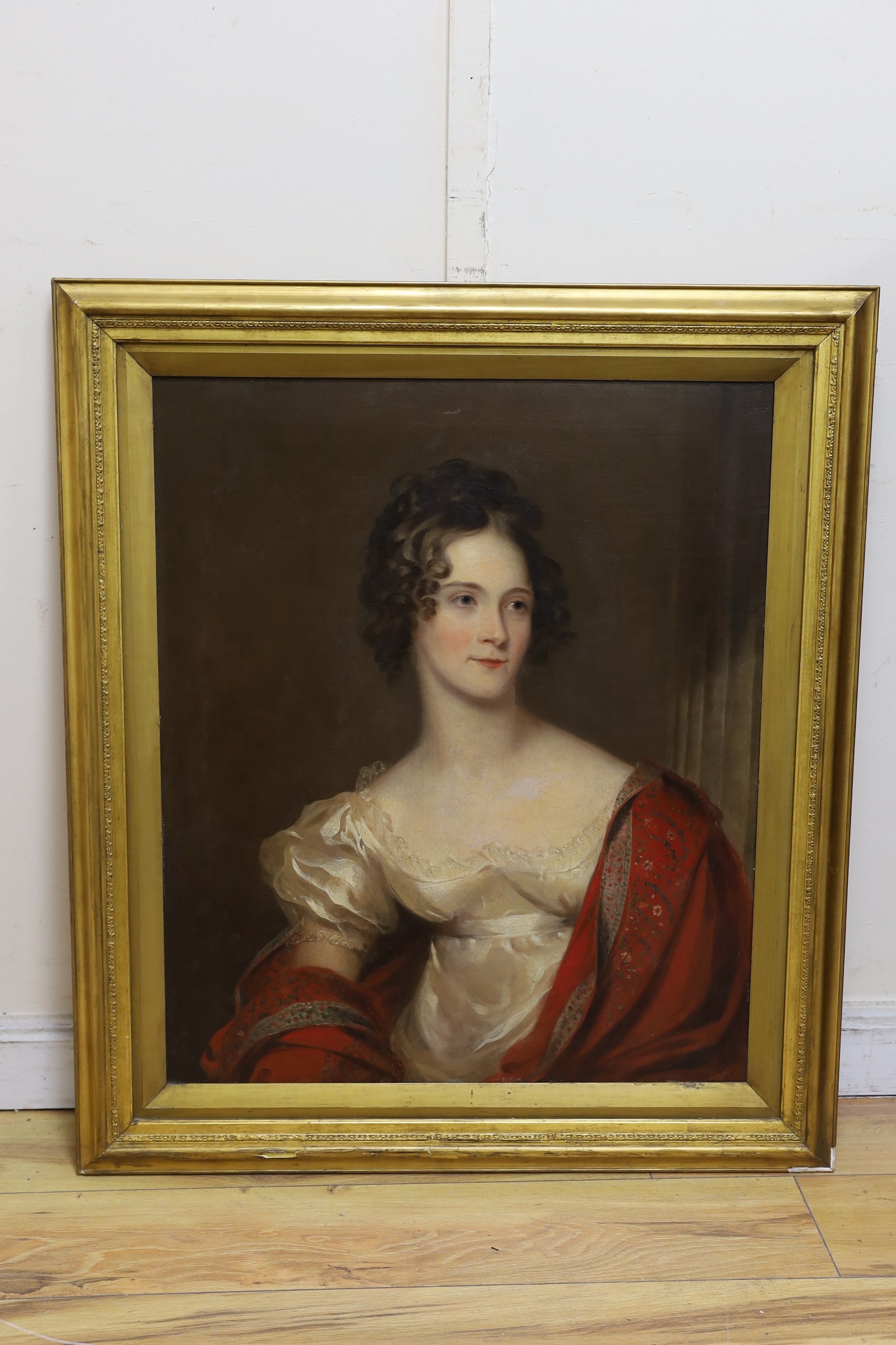 Early 19th century English School, oil on canvas, Portrait Eliza Mary Milward Pogson (1797-1823), wife of General McKin.. , 74 x 62cm